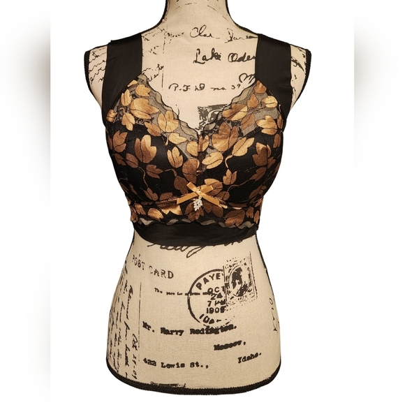 Senobra Black and Gold Leaf Bra - Picture 3 of 7